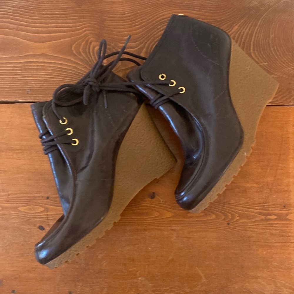 Michael Kors Leather Wedge Bootie